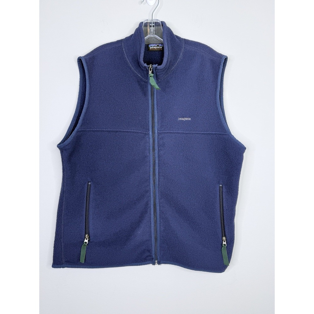 Vintage Patagonia Synchilla Vest Mens Large Navy Fleece Full Zip Outdoor USA